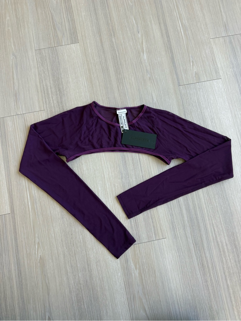 Alphalete Long Sleeve Crop Bolero Top in Plum